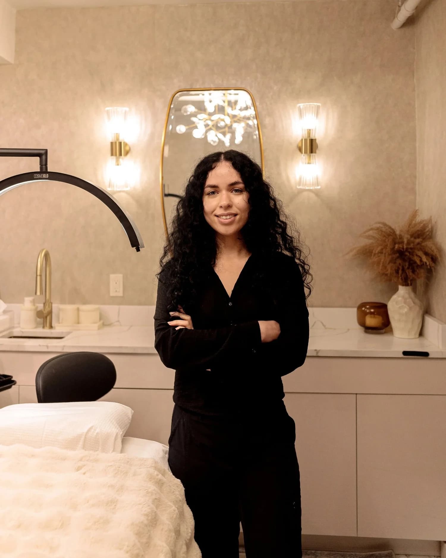 A Skin Sculptor Studio practitioner in the private Manhattan treatment room.